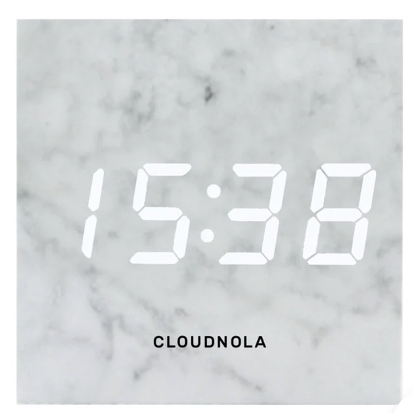 Block Clock Cube Alarm Clock Marble White Gray Cloudnola Bedroom College Dorm - Picture 3 of 14